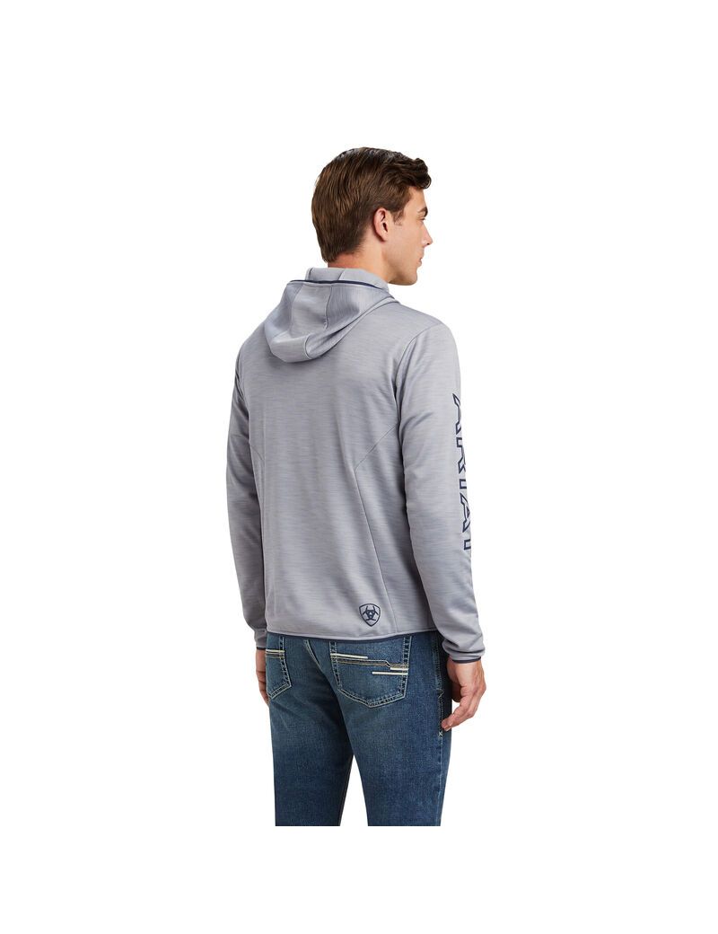 Sweat à Capuche Ariat Byron Full Zip Grise Homme | ANQ-05989608