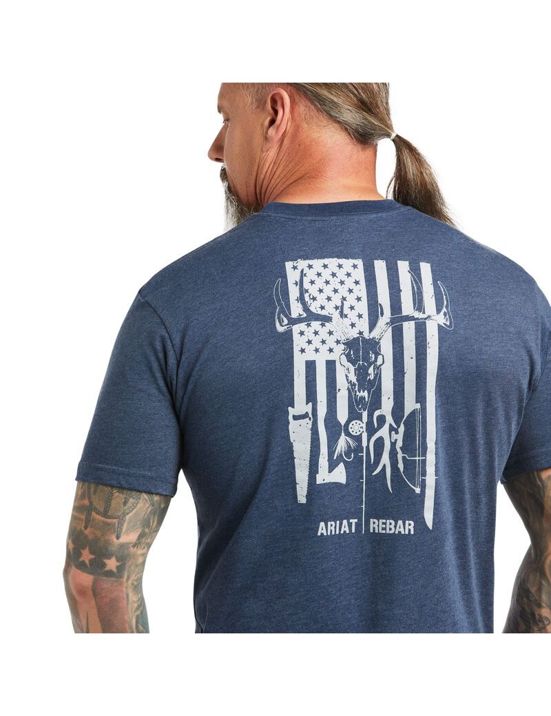 Vêtements De Travail Ariat Rebar Coton Strong American Outdoors T Shirts Bleu Marine Homme | LTZ-51996788