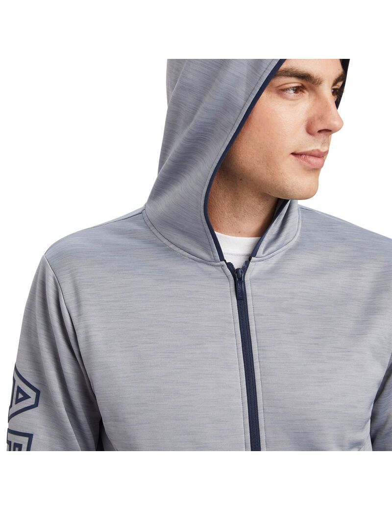 Sweat à Capuche Ariat Byron Full Zip Grise Homme | ANQ-05989608