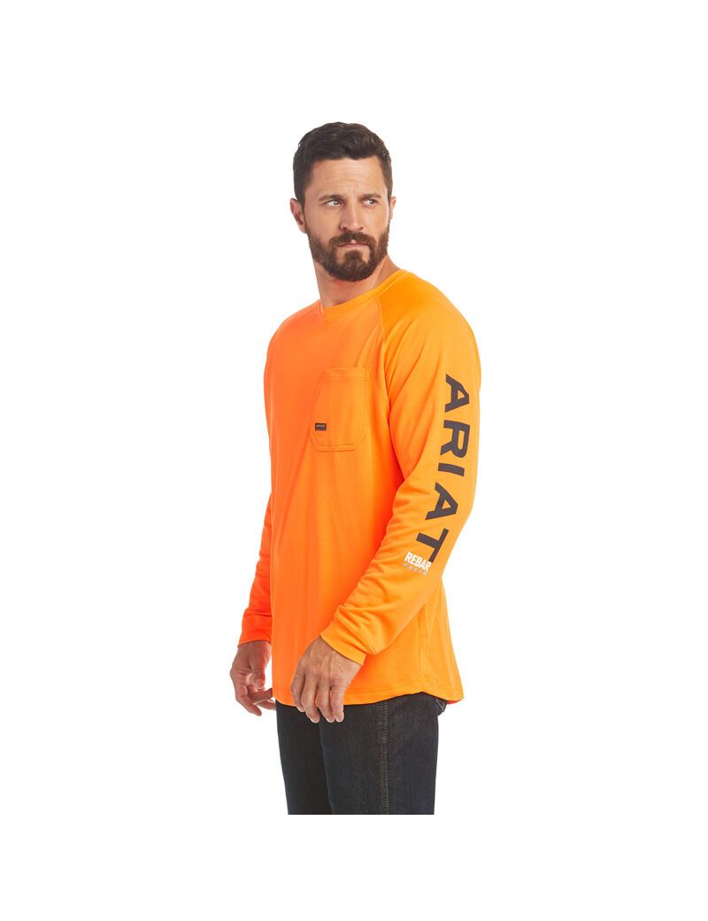 Vêtements De Travail Ariat Rebar Heat Fighter T Shirts Orange Homme | ZIF-90770166