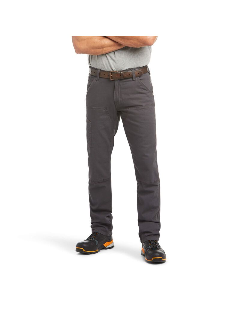 Pantalon Ariat Rebar M4 Low Rise DuraStretch Made Tough Double Front Stackable Droit Leg Grise Homme | WOY-11149066