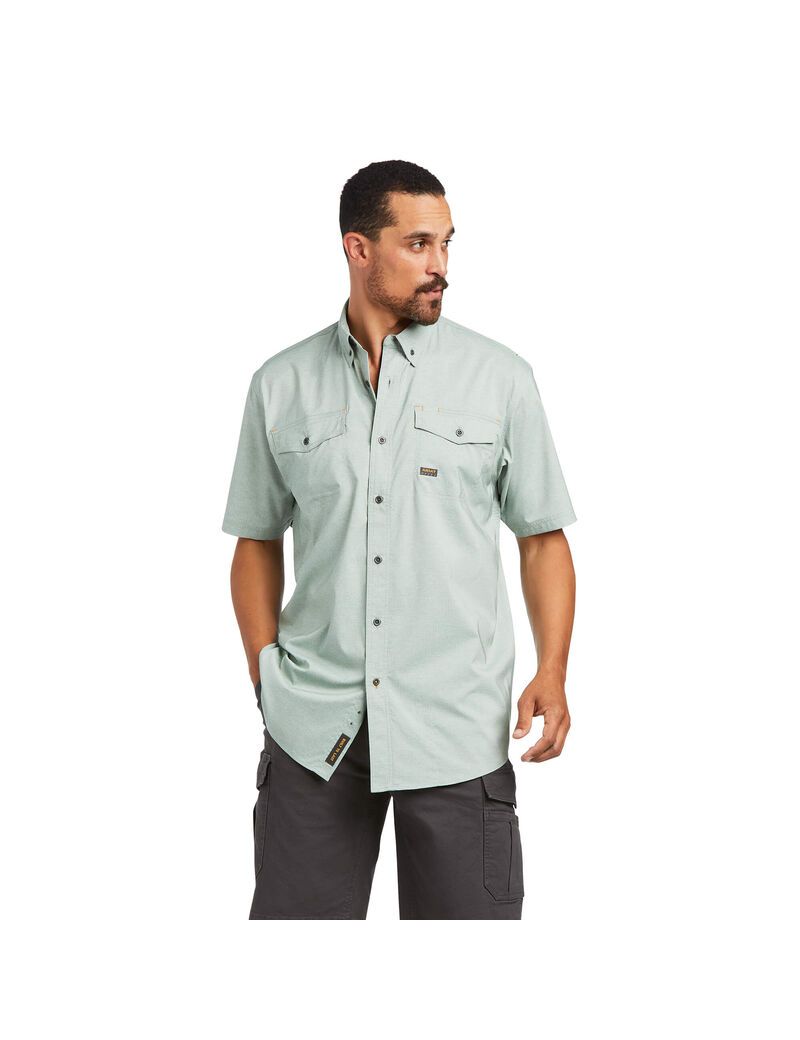 Vêtements De Travail Ariat Rebar Made Tough VentTEK DuraStretch Travail Shirts Vert Homme | KAJ-96299416