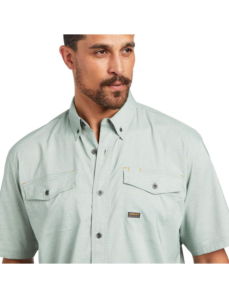 Vêtements De Travail Ariat Rebar Made Tough VentTEK DuraStretch Travail Shirts Vert Homme | KAJ-96299416