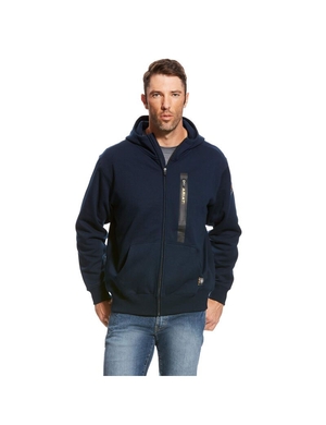 Sweat à Capuche Ariat Rebar Workman Full Zip Bleu Marine Homme | SNL-44499757