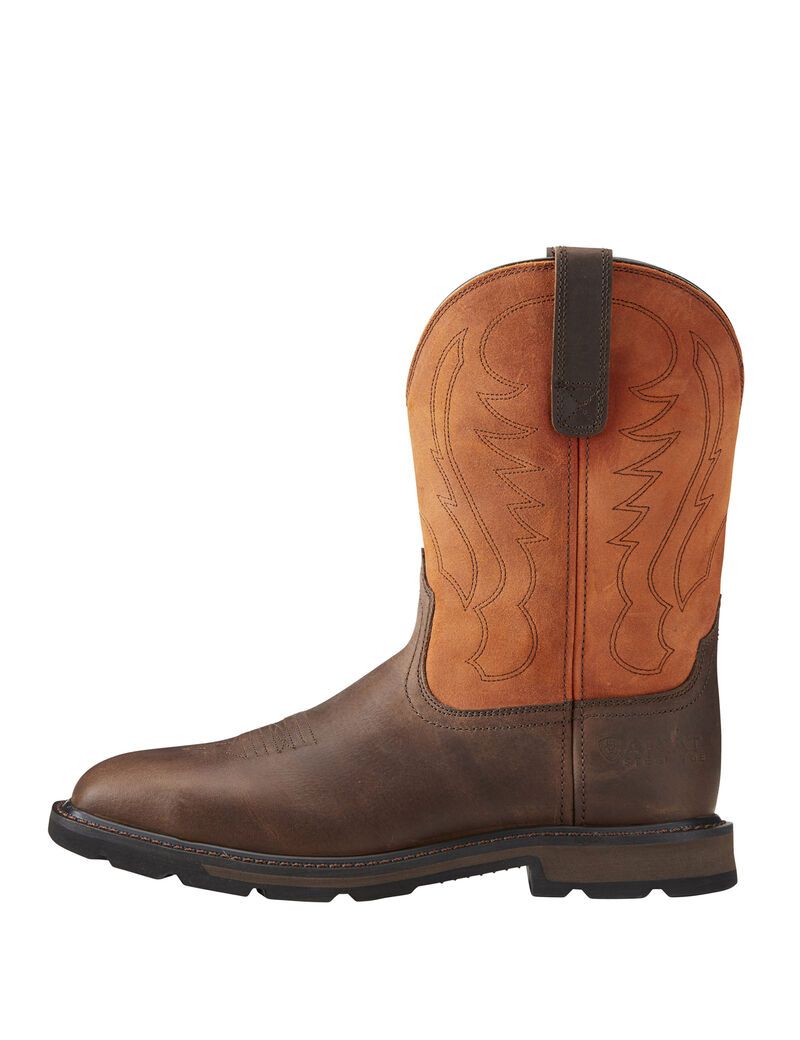 Bottes de Travail Ariat Groundbreaker Larges Square Embout Steel Embout Marron Homme | HNP-92105713