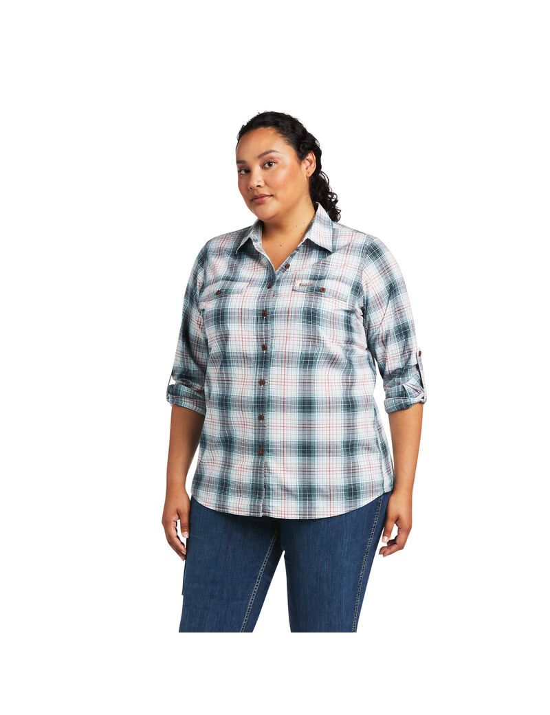 Vêtements De Travail Ariat Rebar Made Tough DuraStretch Travail Shirts Bleu Marine Femme | RTY-71205234