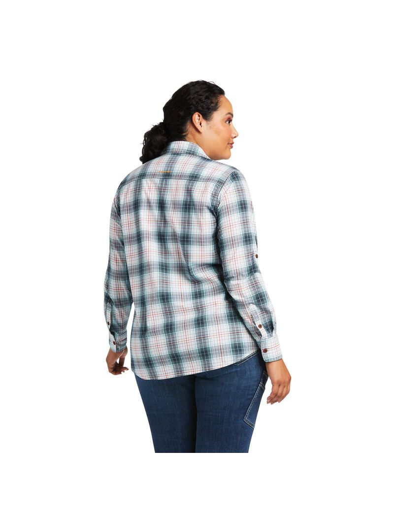 Vêtements De Travail Ariat Rebar Made Tough DuraStretch Travail Shirts Bleu Marine Femme | RTY-71205234