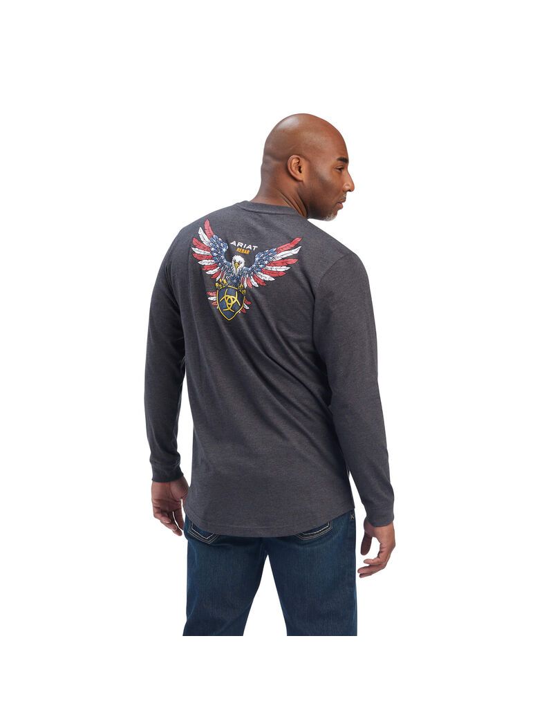 Vêtements De Travail Ariat Rebar Coton Strong American Raptor T Shirts Grise Homme | YXV-76677872