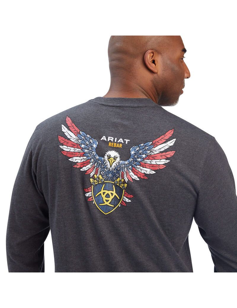 Vêtements De Travail Ariat Rebar Coton Strong American Raptor T Shirts Grise Homme | YXV-76677872