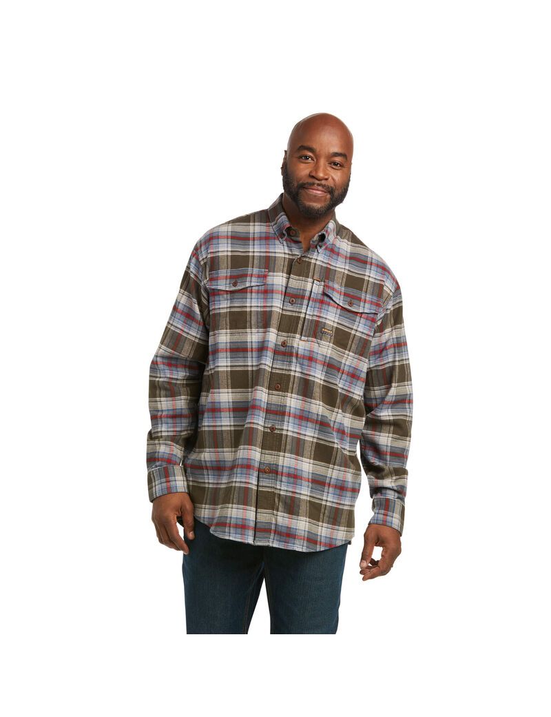 Vêtements De Travail Ariat Rebar Flannel DuraStretch Travail Shirts Multicolore Homme | BJW-68870096