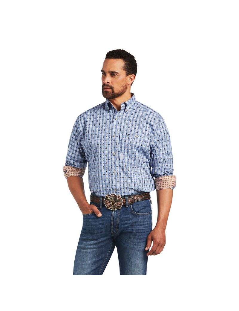 Chemises De Costume Ariat Relentless Concrete Stretch Classiche Fit Bleu Homme | EPH-56576130