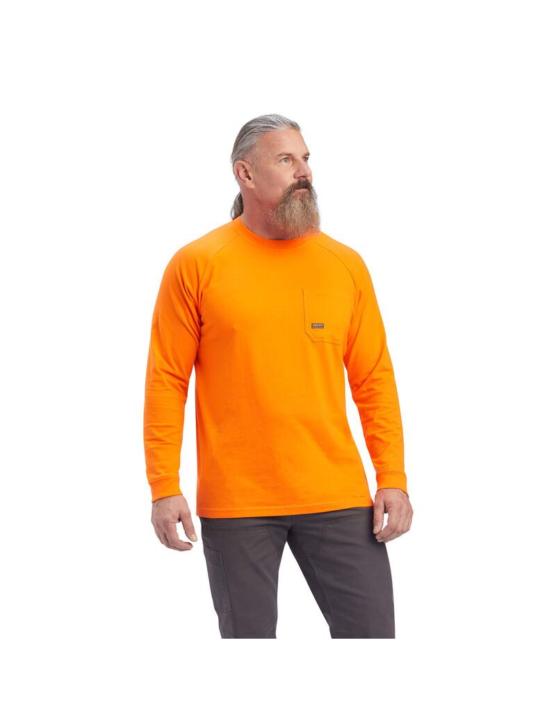 Vêtements De Travail Ariat Rebar Coton Strong T Shirts Orange Homme | SKE-29371515