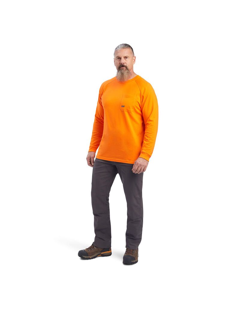 Vêtements De Travail Ariat Rebar Coton Strong T Shirts Orange Homme | SKE-29371515