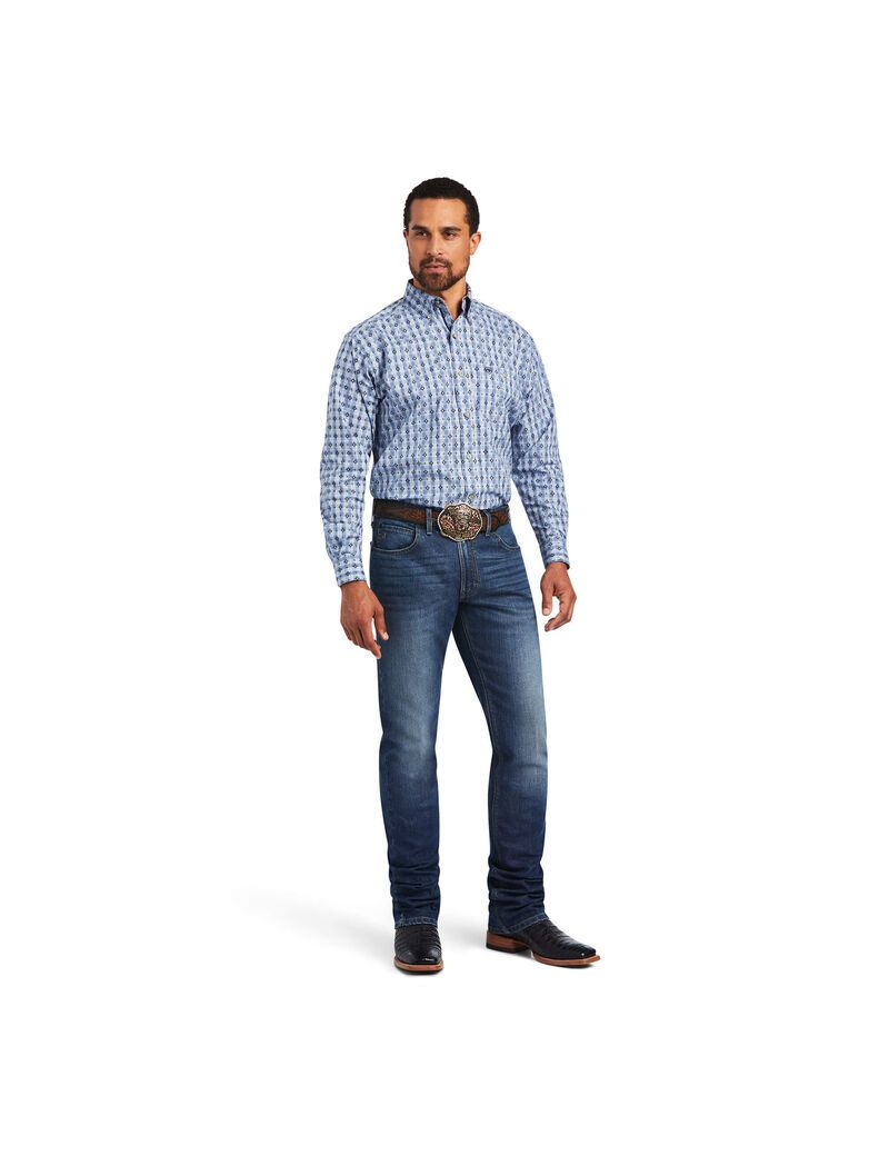 Chemises De Costume Ariat Relentless Concrete Stretch Classiche Fit Bleu Homme | EPH-56576130