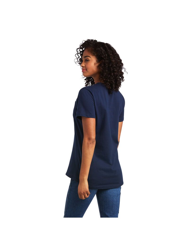 Vêtements De Travail Ariat Rebar Coton Strong T Shirts Bleu Marine Femme | KUN-43206969