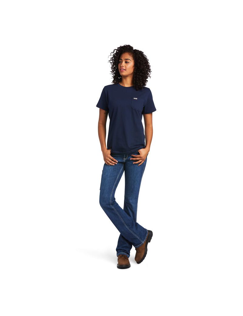 Vêtements De Travail Ariat Rebar Coton Strong T Shirts Bleu Marine Femme | KUN-43206969