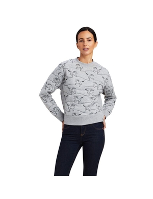 Sweats Ariat Contour Equine Crew Grise Femme | YFZ-42143809