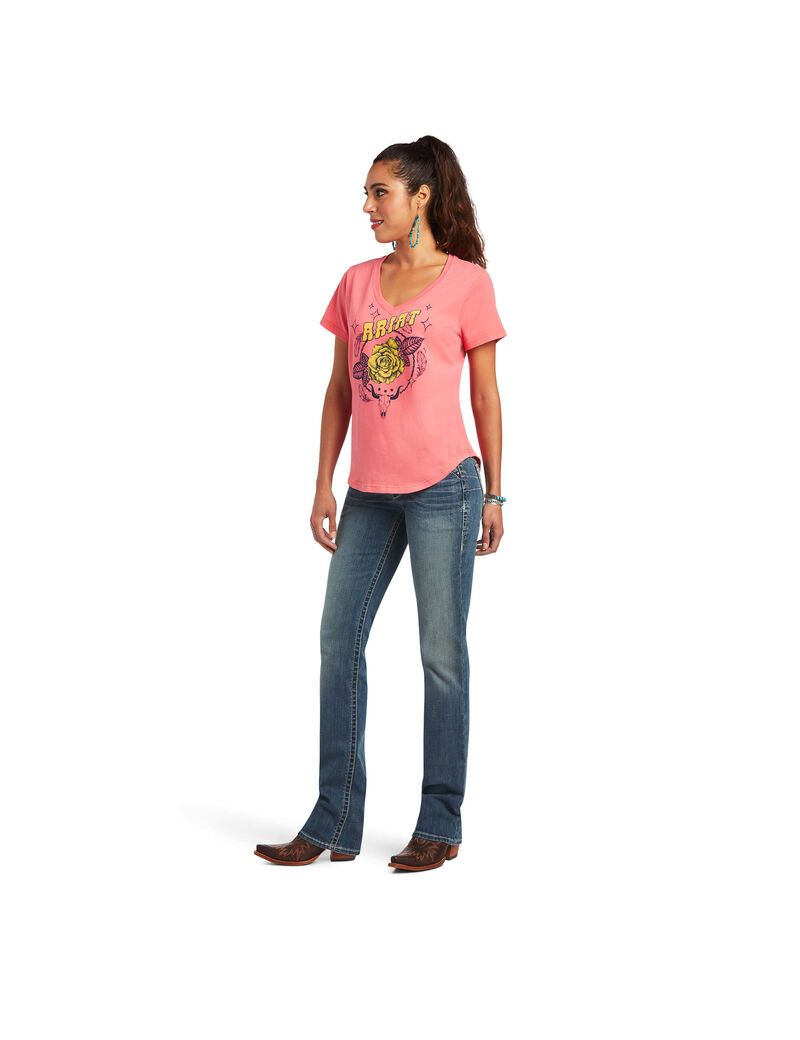 Hauts Ariat Green Machine Tee Corail Femme | GUJ-75544234