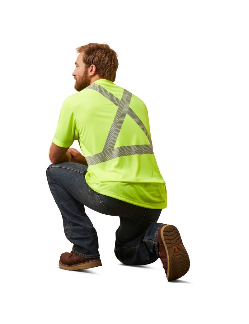 Vêtements De Travail Ariat Rebar Hi-Vis ANSI T Shirts Jaune Homme | TWE-22658922