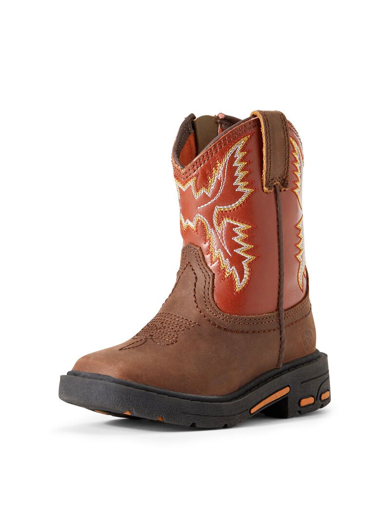 Bottes Western Ariat Stompers Chandler Workhog Marron Enfant | NJZ-76696332