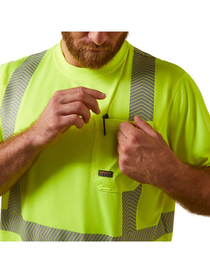 Vêtements De Travail Ariat Rebar Hi-Vis ANSI T Shirts Jaune Homme | TWE-22658922