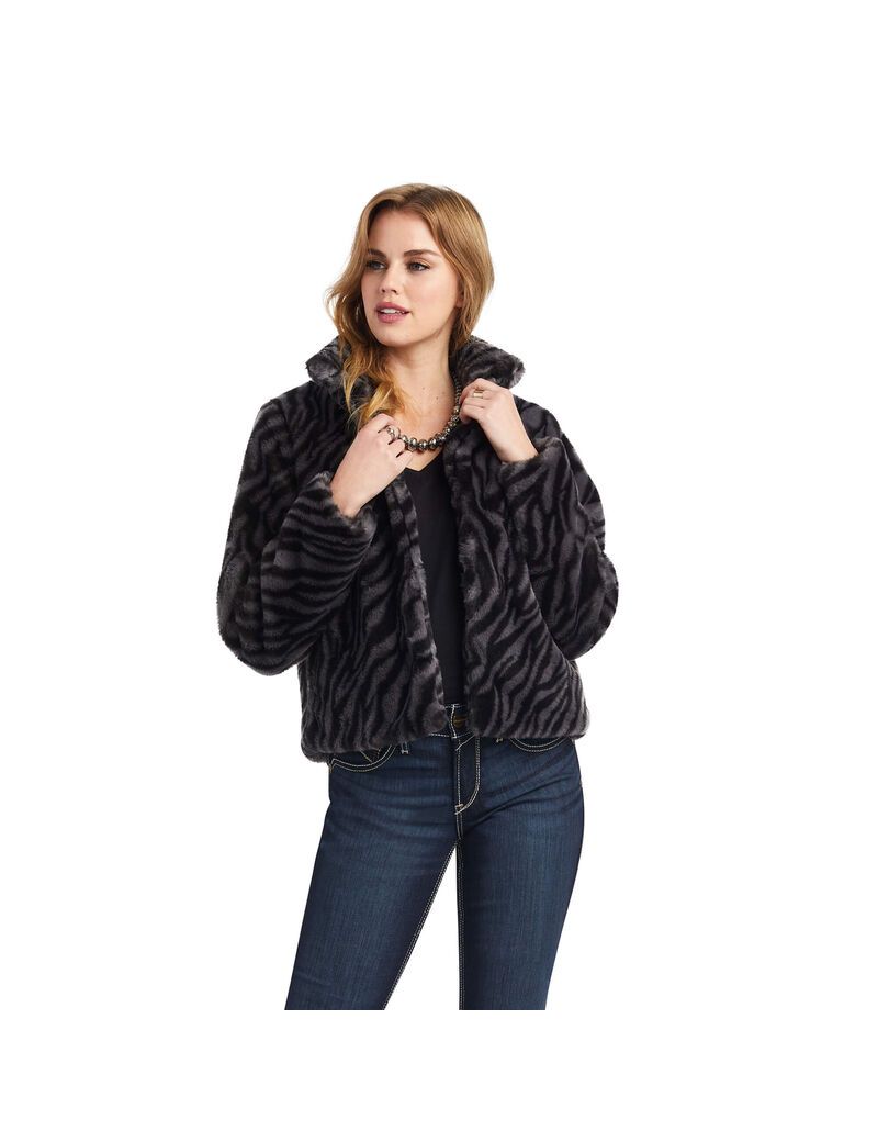 Vestes Ariat City Girl Faux Fur Noir Femme | NZJ-58932795