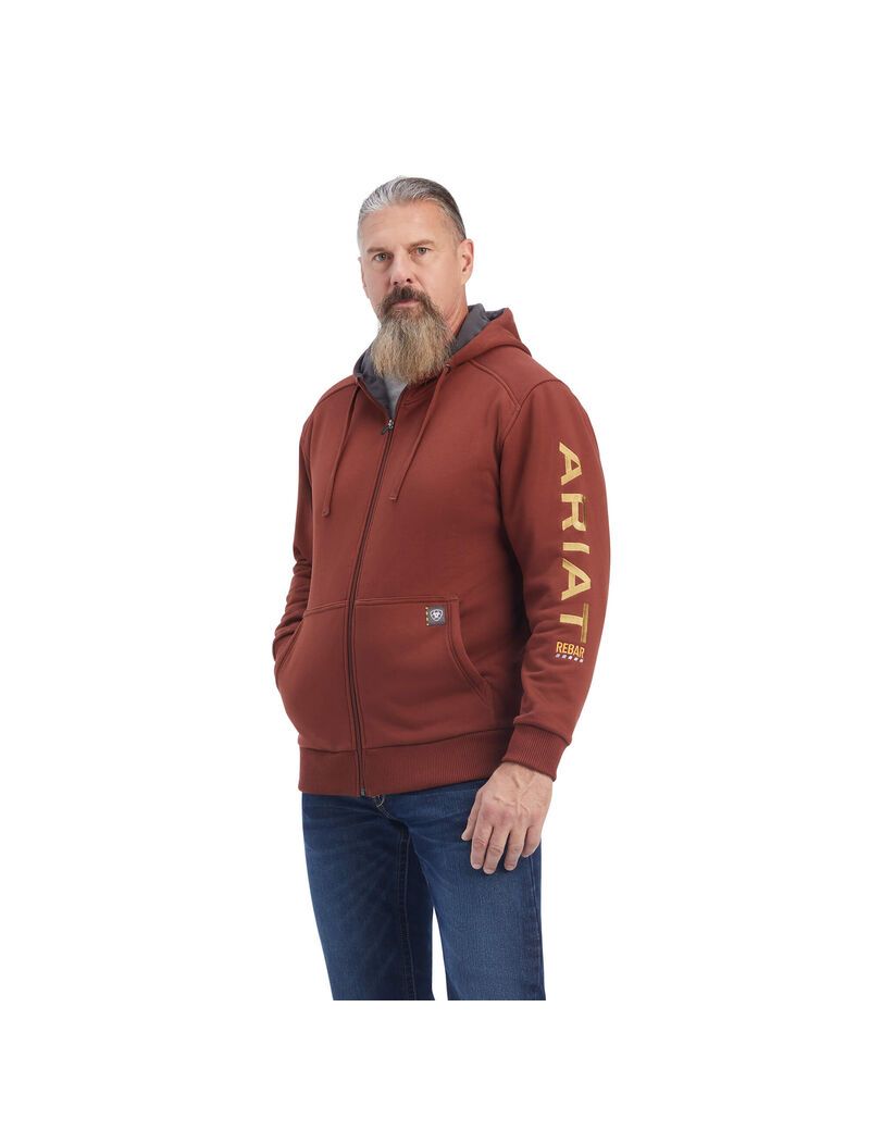 Sweat à Capuche Ariat Rebar All-Weather Full Zip Rose Doré Homme | AYP-82539194