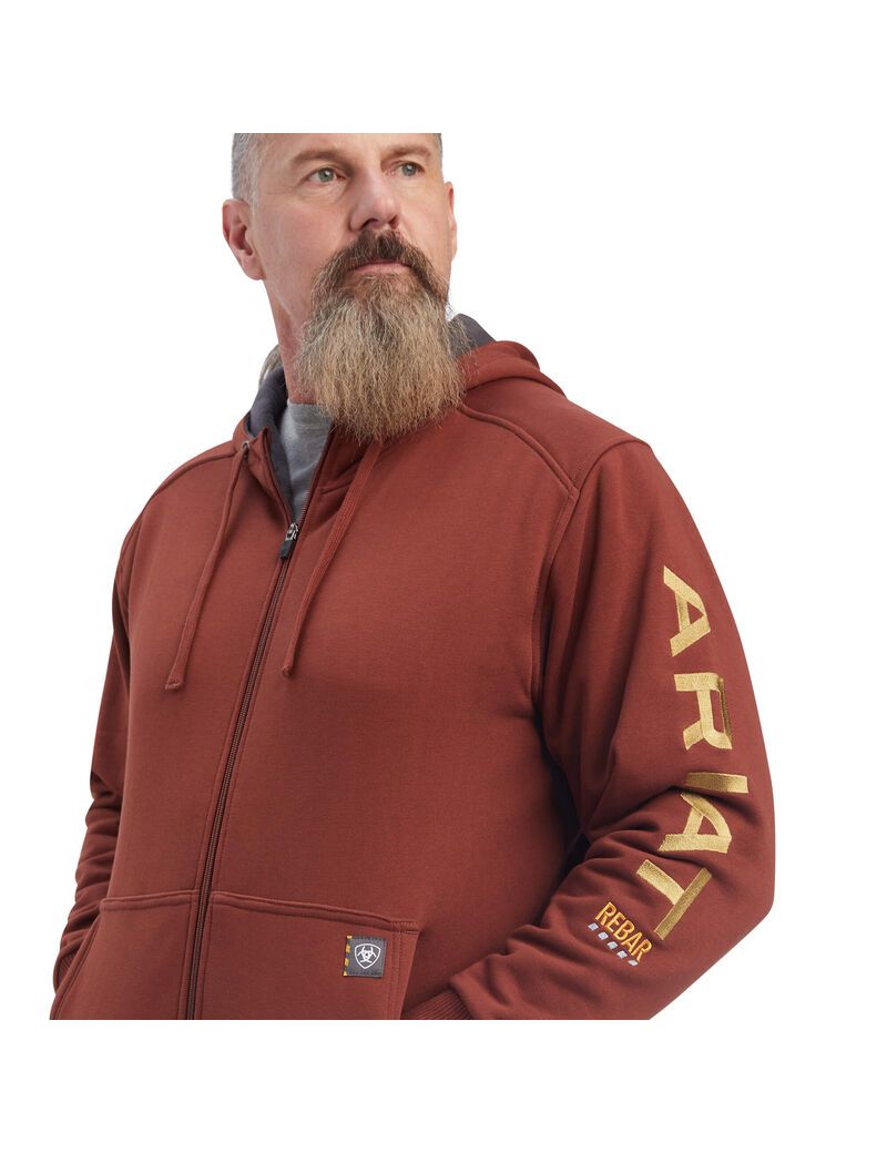 Sweat à Capuche Ariat Rebar All-Weather Full Zip Rose Doré Homme | AYP-82539194