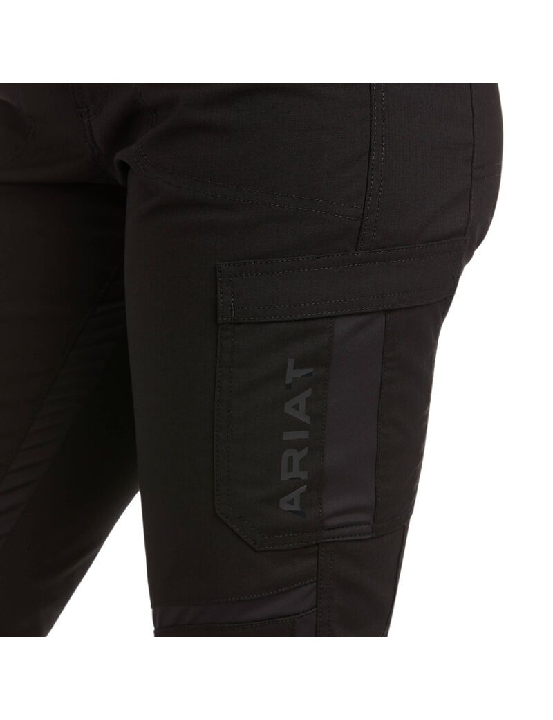 Pantalon Ariat Rebar DuraStretch Ripstop Cargo Droit Leg Noir Femme | FDI-95919598