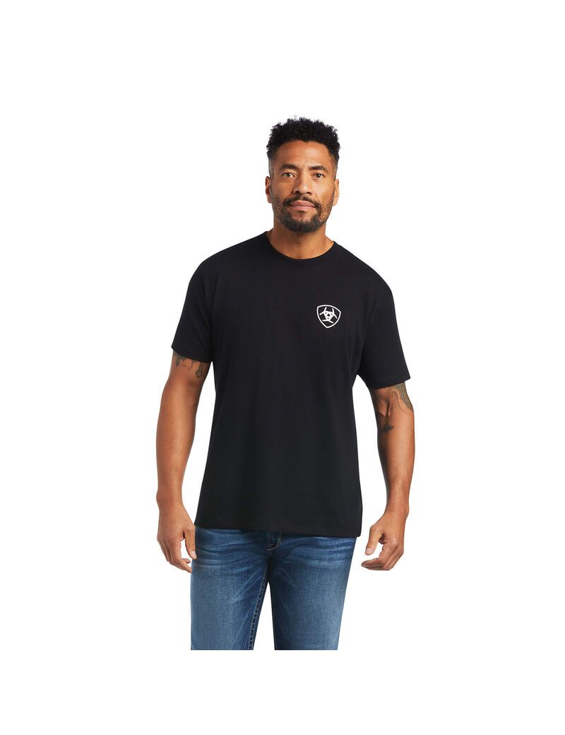 T Shirts Ariat Boucle Flag Noir Homme | FXL-11036572