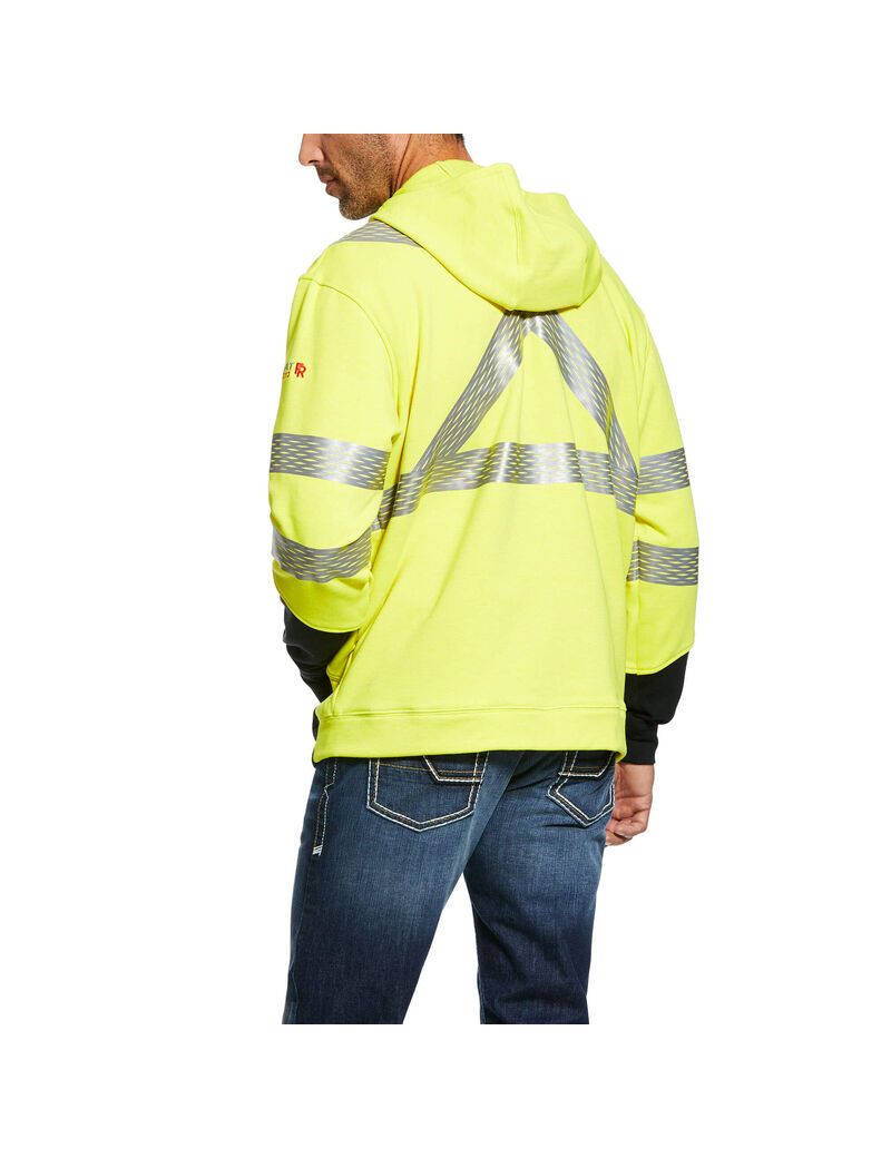 Sweat à Capuche Ariat FR Hi-Vis Jaune Homme | GEX-07815518