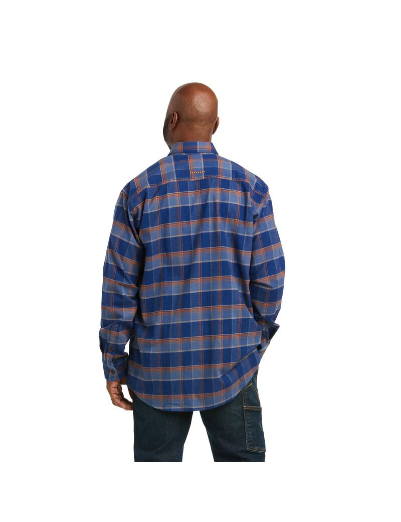 Vêtements De Travail Ariat Rebar Flannel DuraStretch Travail Shirts Bleu Homme | SDY-08872059