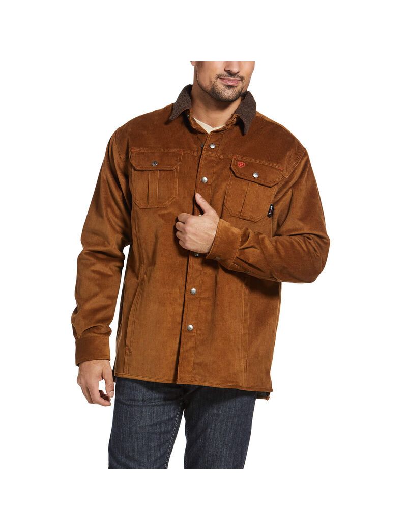 Vestes Ariat FR DuraStretch Sherpa-lined Corduroy Shirt Marron Homme | IGU-94696573