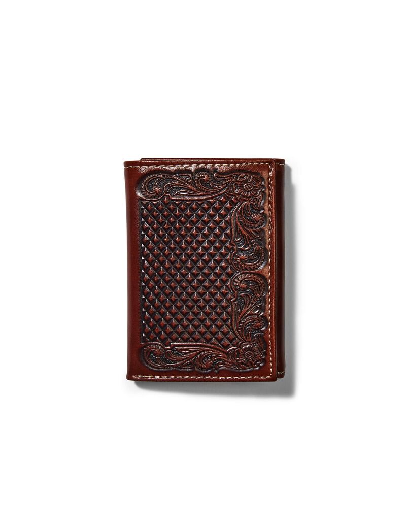 Portefeuilles Ariat Trifold Diamond Plate Marron Homme | SJV-27457327