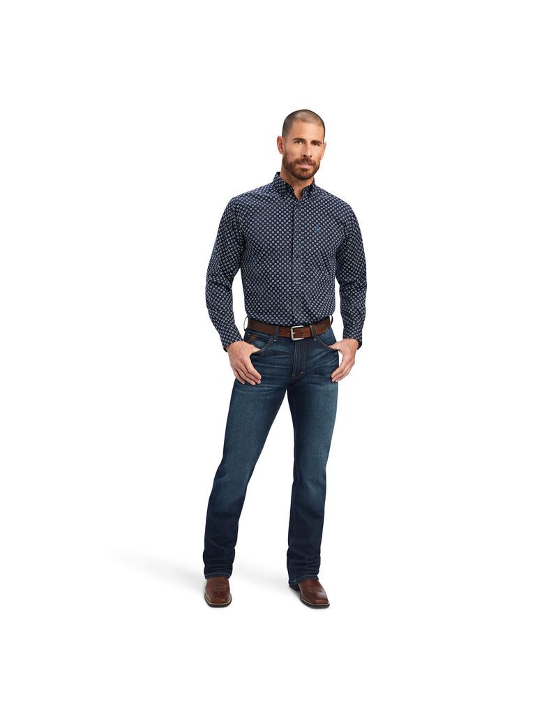 Chemises De Costume Ariat Baker Stretch Fitted Bleu Homme | ZOZ-43139545