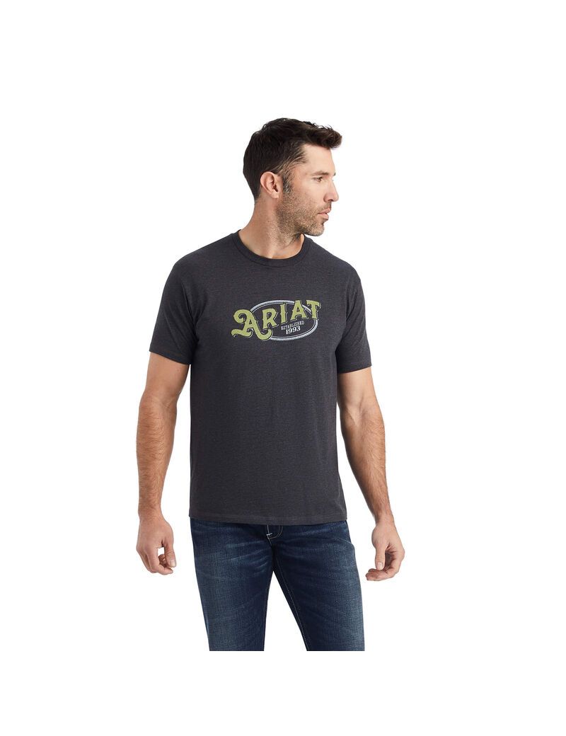 T Shirts Ariat Rope Oval Grise Homme | WTU-72651090