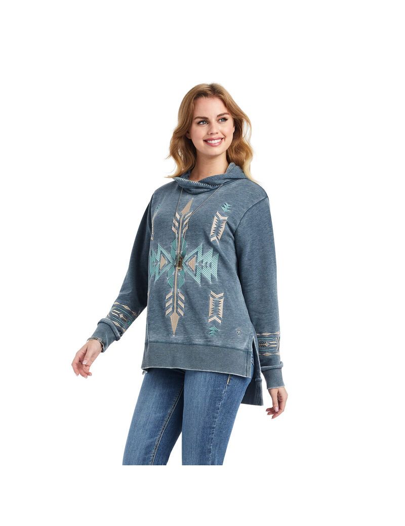 Sweat à Capuche Ariat Alo Vera Bleu Marine Femme | QHW-62679352