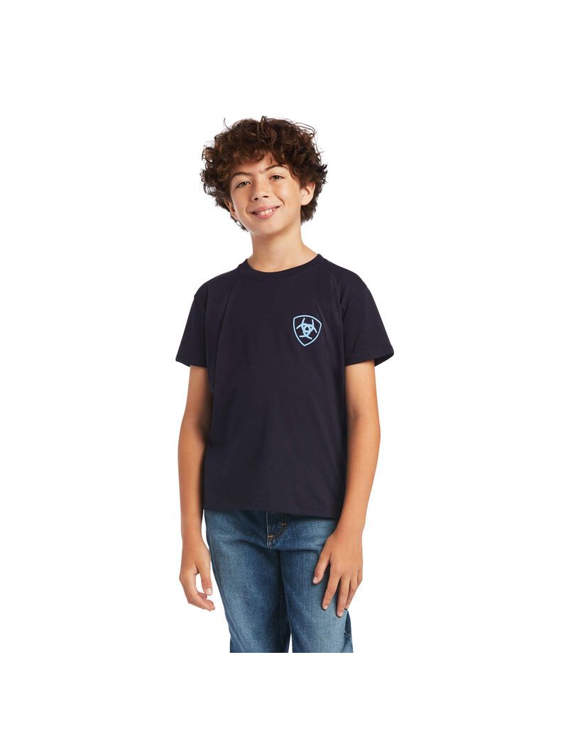 T Shirts Ariat Diamond Wood Bleu Marine Enfant | RRS-58555978