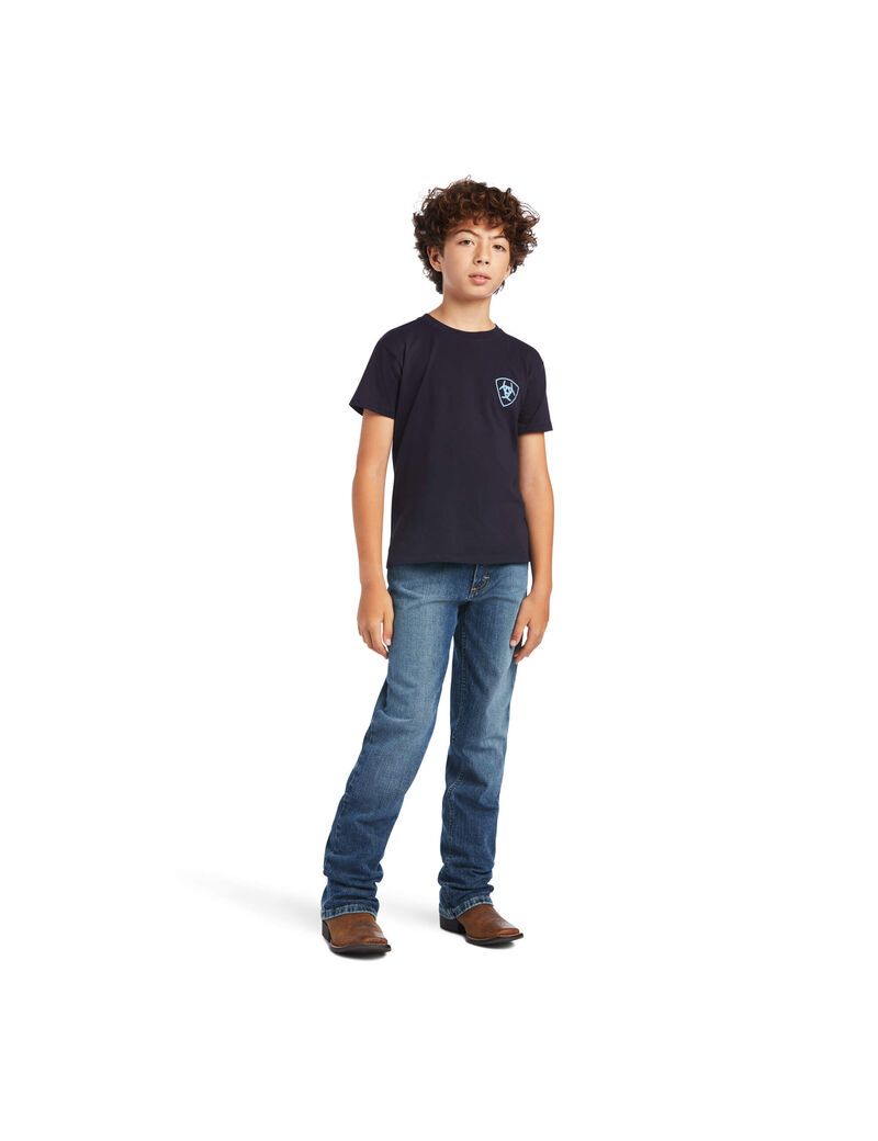 T Shirts Ariat Diamond Wood Bleu Marine Enfant | RRS-58555978