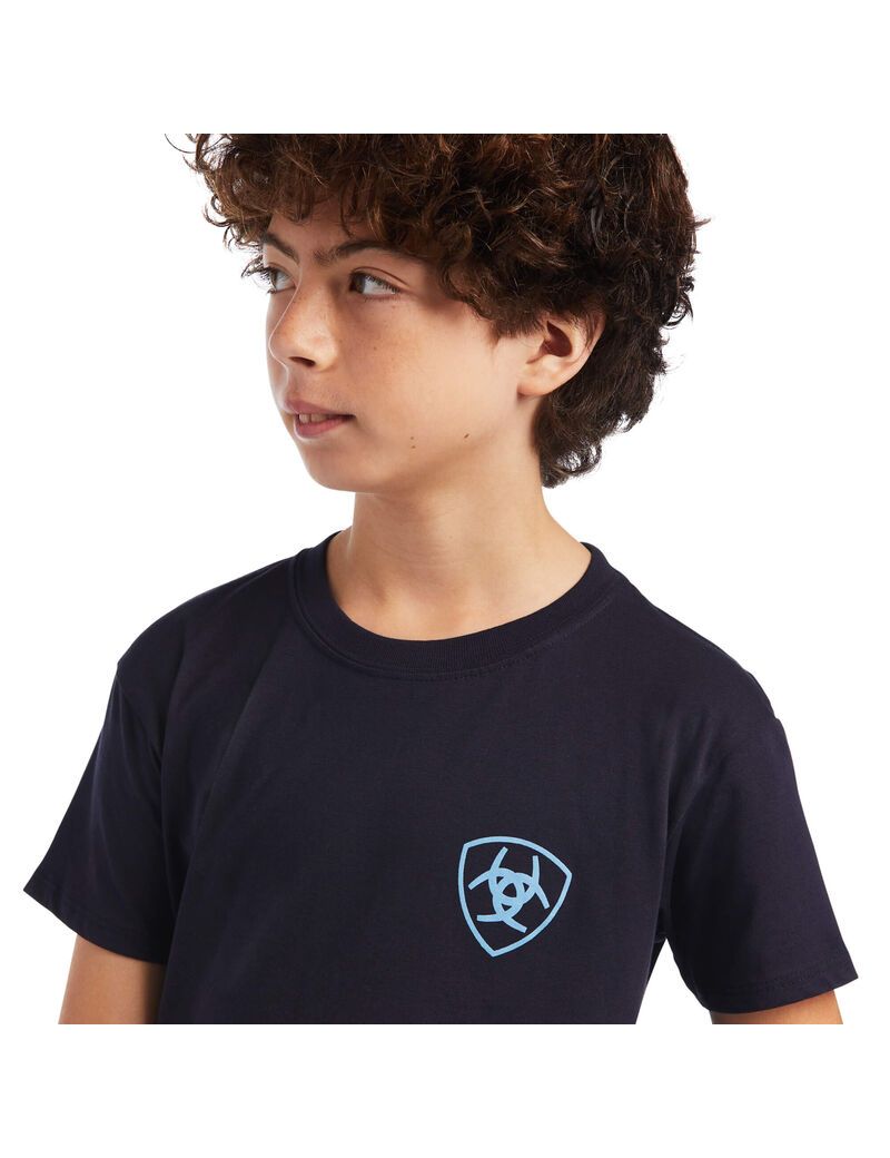 T Shirts Ariat Diamond Wood Bleu Marine Enfant | RRS-58555978