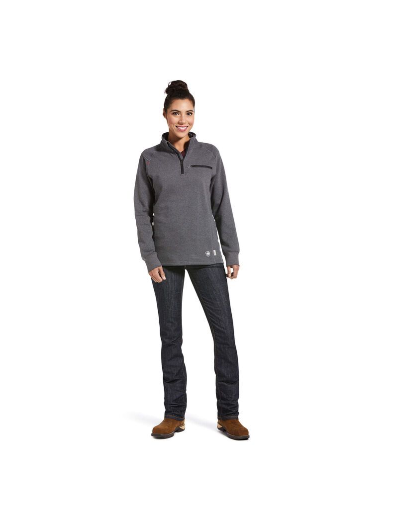 Hauts Ariat FR Rev 1/4 Zip Grise Femme | ANY-75840346