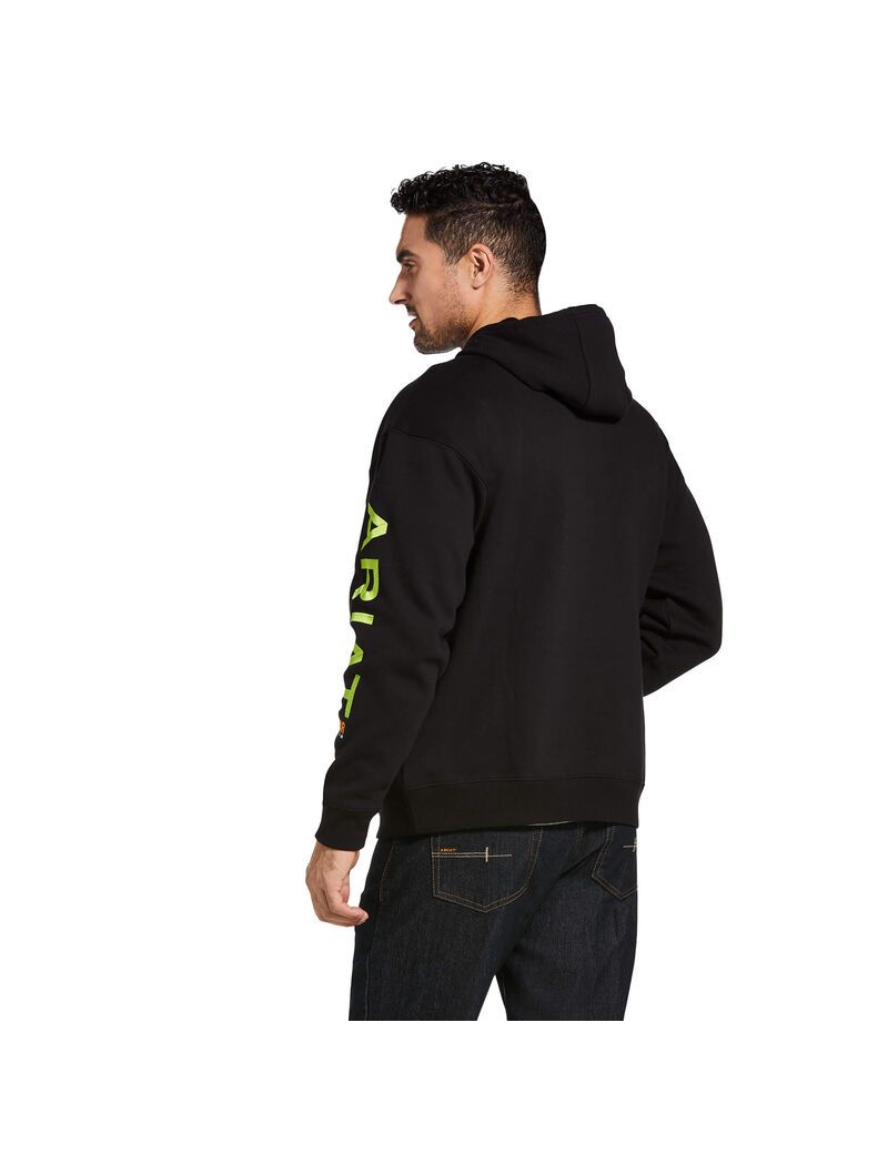 Sweat à Capuche Ariat Rebar Graphique Noir Vert Clair Homme | BYN-39775970