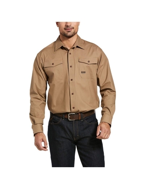 Vêtements De Travail Ariat Rebar Made Tough DuraStretch Travail Shirts Kaki Homme | MJL-29707528