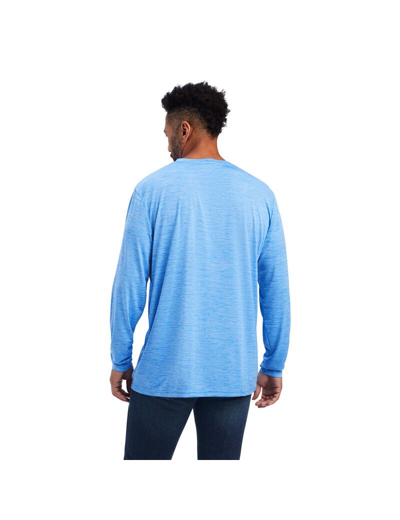 T Shirts Ariat Charger Logo Bleu Homme | LPB-69724195