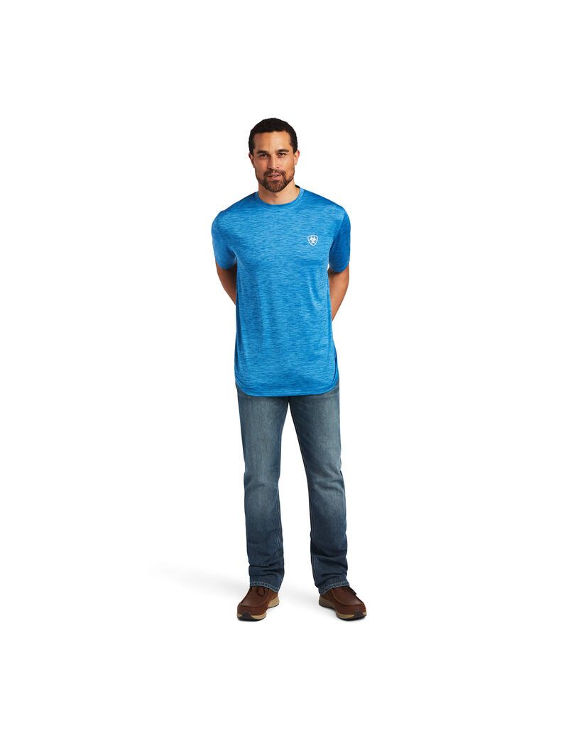 T Shirts Ariat Charger Vertical Flag Tee Bleu Homme | KKV-73289914