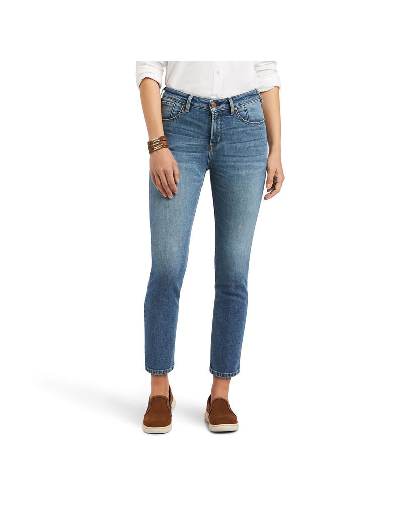 Jean Ariat Premium High Rise Droit Crop Bleu Femme | GZZ-64194051