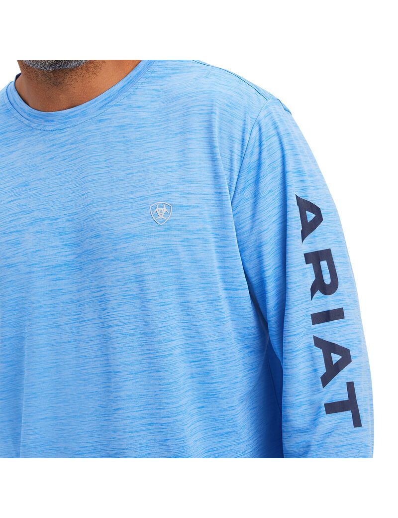 T Shirts Ariat Charger Logo Bleu Homme | LPB-69724195