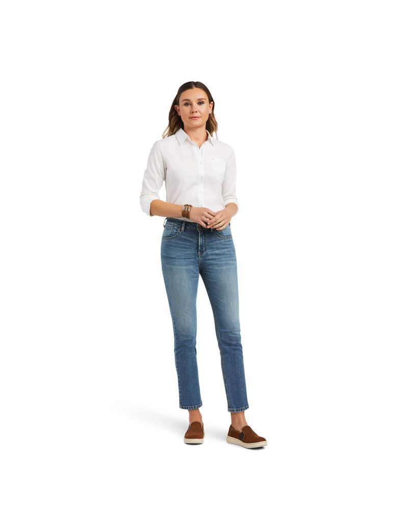 Jean Ariat Premium High Rise Droit Crop Bleu Femme | GZZ-64194051