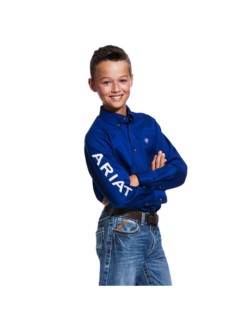 Chemises De Costume Ariat Team Logo Twill Classiche Fit Blanche Enfant | XPU-79961688