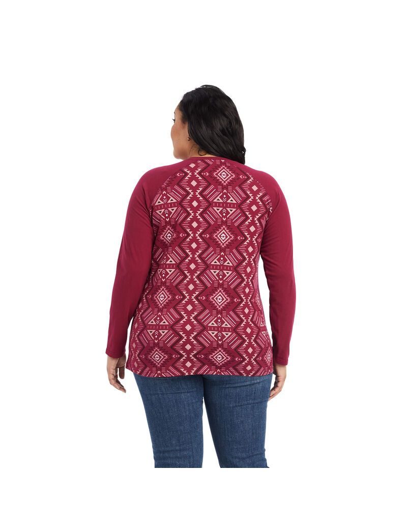 Hauts Ariat REAL Printed Henley Multicolore Rouge Femme | ZRX-88697145